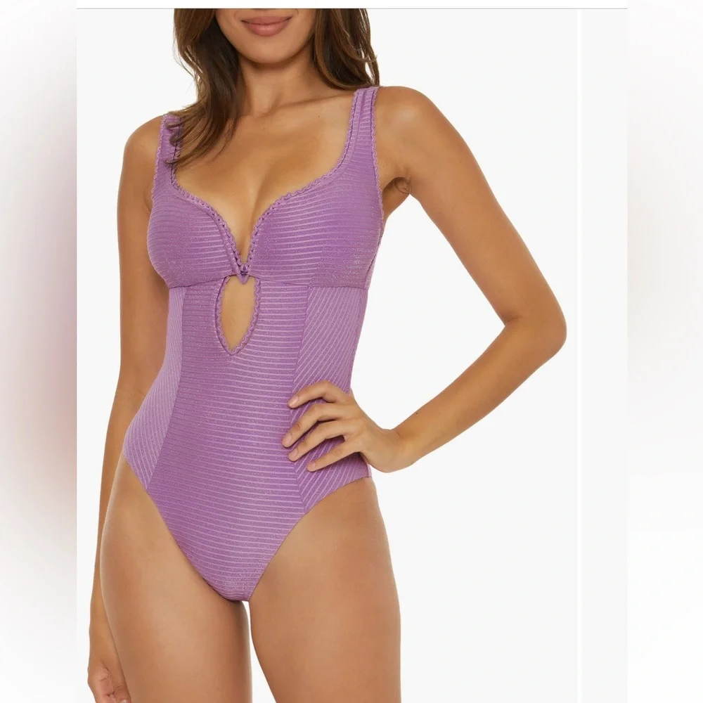 Becca NEW Celeste Sparkle cutout rib One piece $148 MSRP🔥🔥🔥